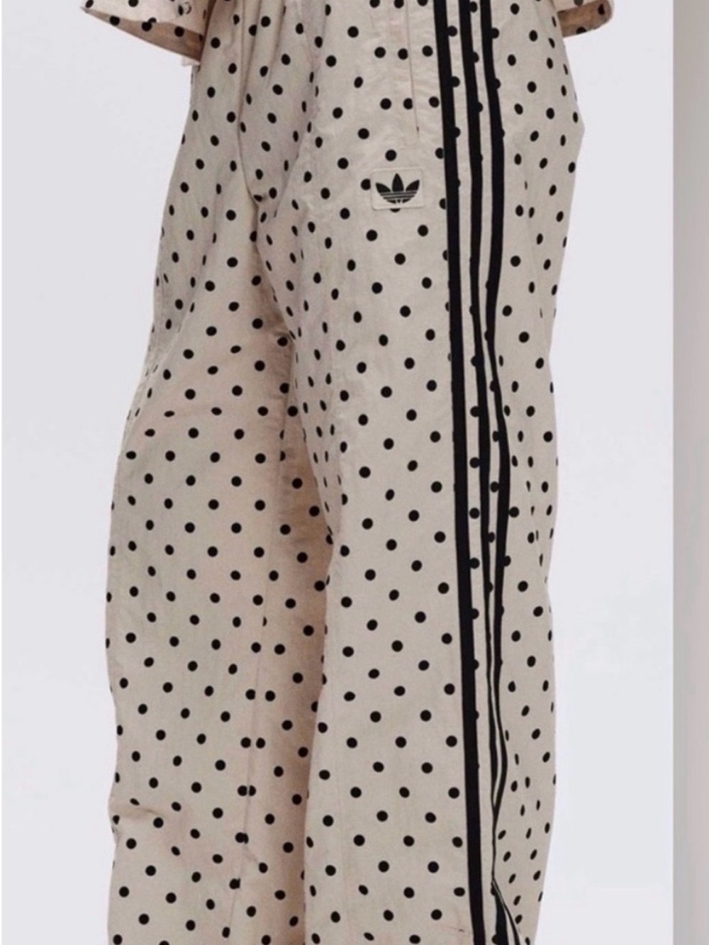NWT adidas Original X ASOS Black Polka Dot Track Pants in Stone w/ Triple Stripe - Picture 7 of 7